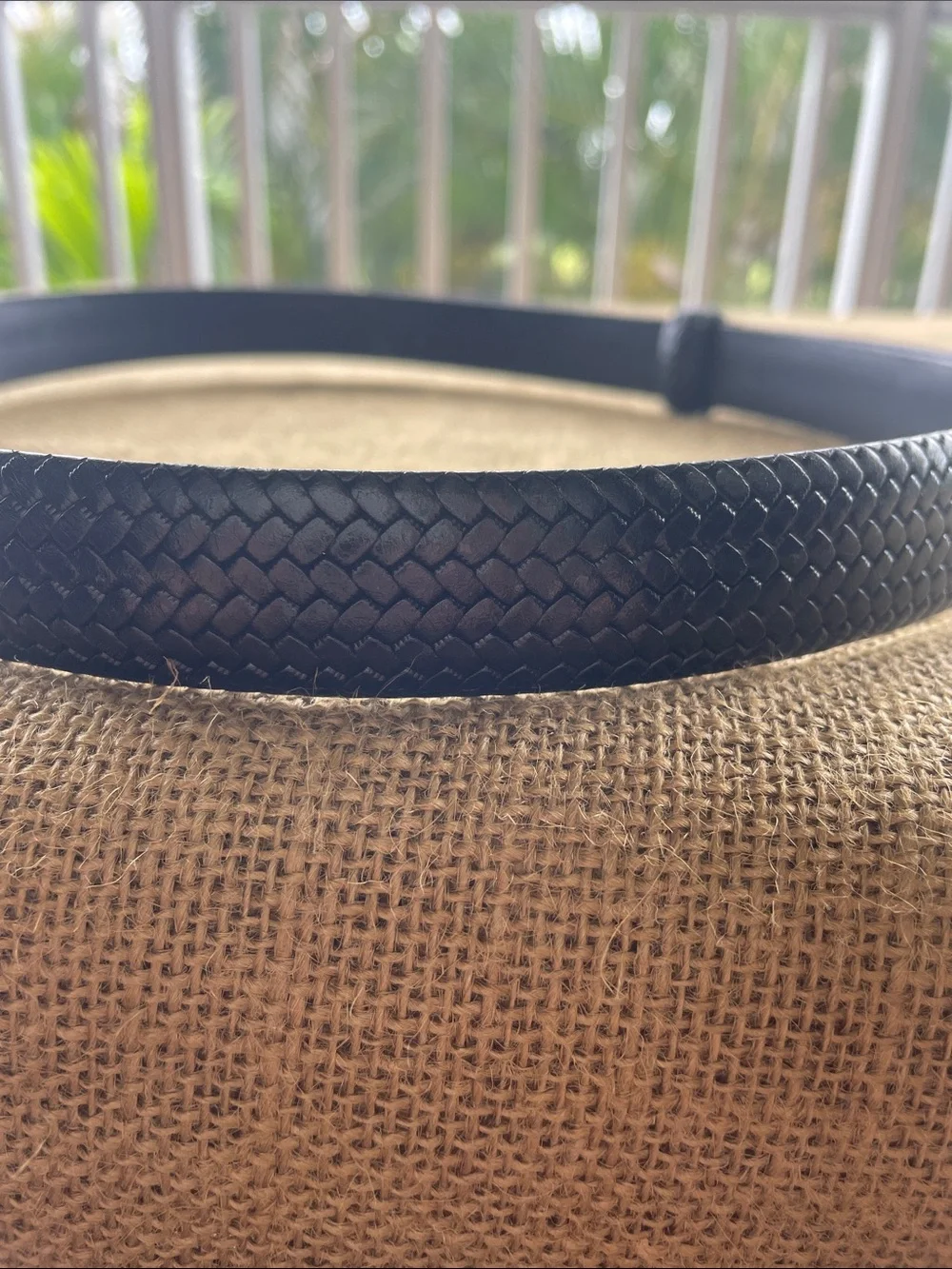 Chico's Black Braided Belt with Floral Engraved Silver-Tone Buckle